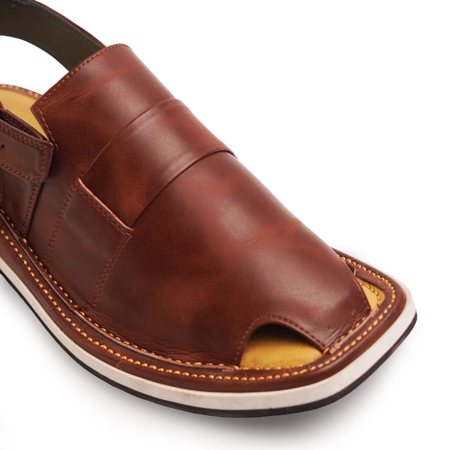 Handcrafted Brown Leather Peshawari Sandal with Modern Sole