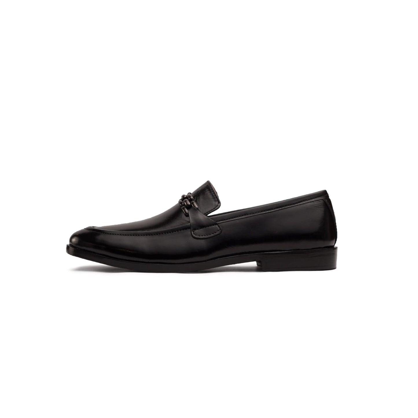 Men’s Black Shoes with Dual-Tone Buckle